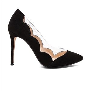 Bnwt Size 37 raye black suede tulip heels